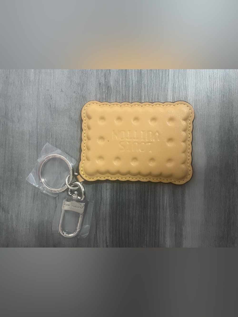 Cookie Yellow Leather Keychain